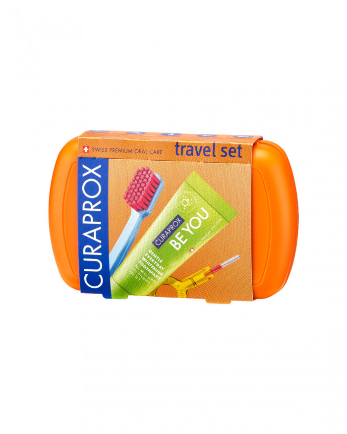 Orange Travel Toothbrush Set