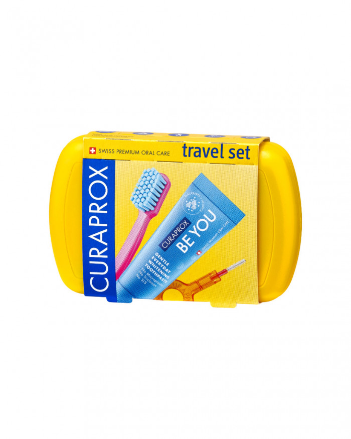 Yellow Travel Toothbrush Set