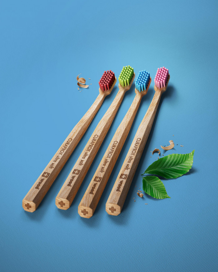 The first Curaprox wooden toothbrush