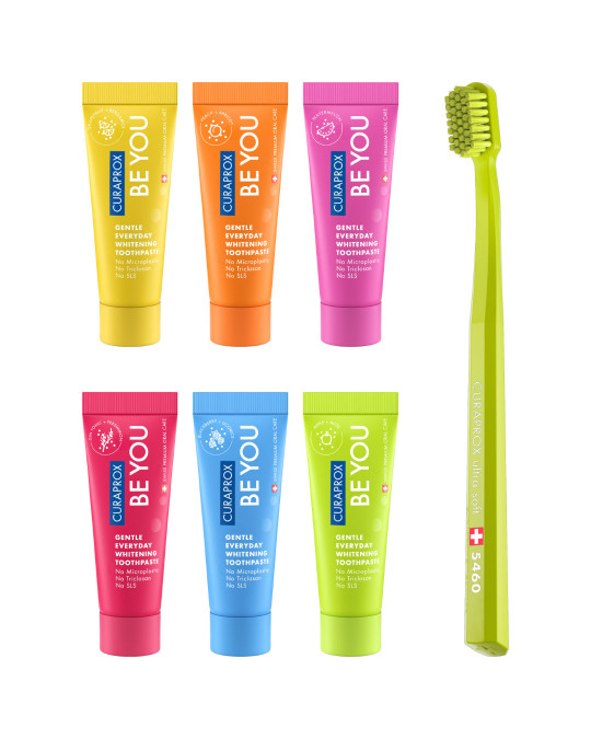 Toothpaste Be you six taste pack, 10 ml, with toothbrush